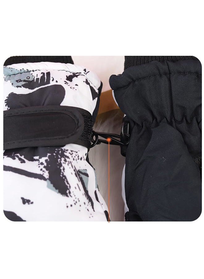 CXQRR Kids Snow Gloves for Boys Girls 6-9T, Winter Ski Gloves Warmer Windproof Cycling Mittens for Cold Weather, Graffiti a, 6-9 Years - Image 5