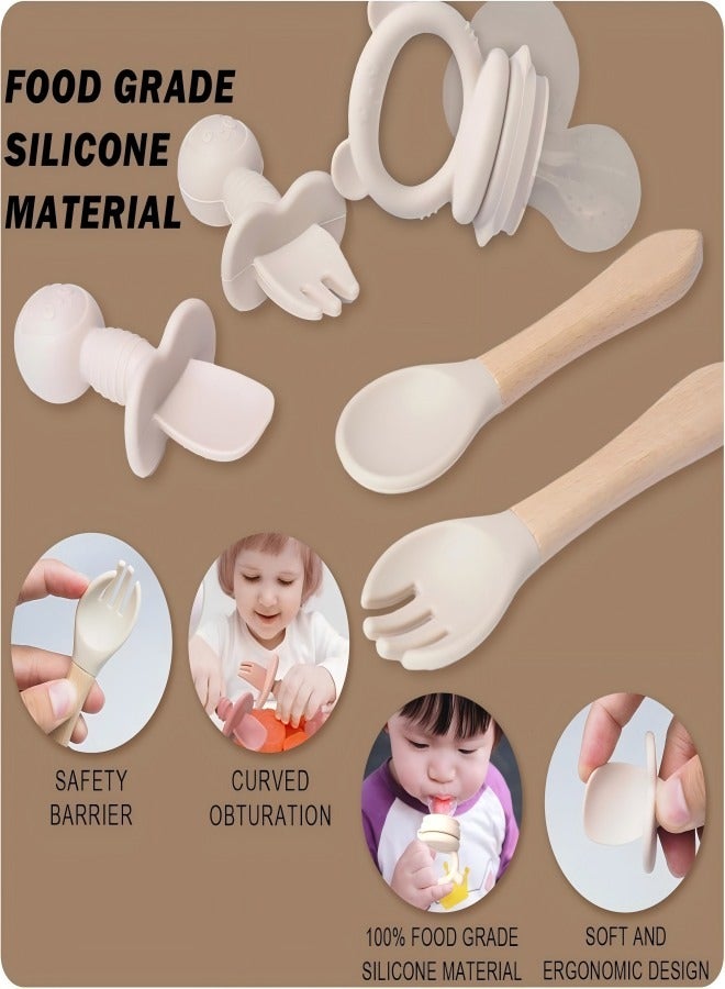 آي ميس يو مجموعة تغذية الأطفال من السيليكون، 11 قطعة من لوازم فطام الأطفال المزودة بتقنية LED، مريلة للأطفال الصغار، كوب مقسم، طبق ووعاء، طقم ملاعق ذاتية التغذية، أدوات طعام للأطفال، لوازم تغذية الأطفال الصغار - Image 2