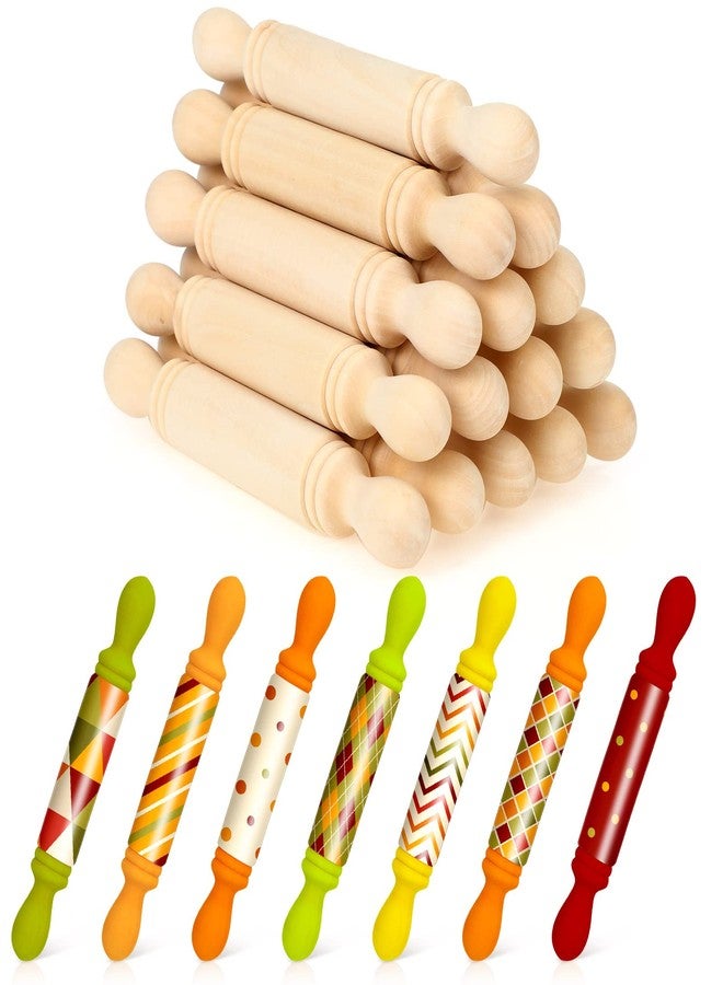 Sieral 20 Pieces Mini Rolling Pin for Crafts 5.5 Inches Long Wooden Dough Roller Small Wooden Rolling Pins for Kids Children Home Kitchen Fondant Pastry Pizza Crafting Baking and Imaginative Play - Image 1