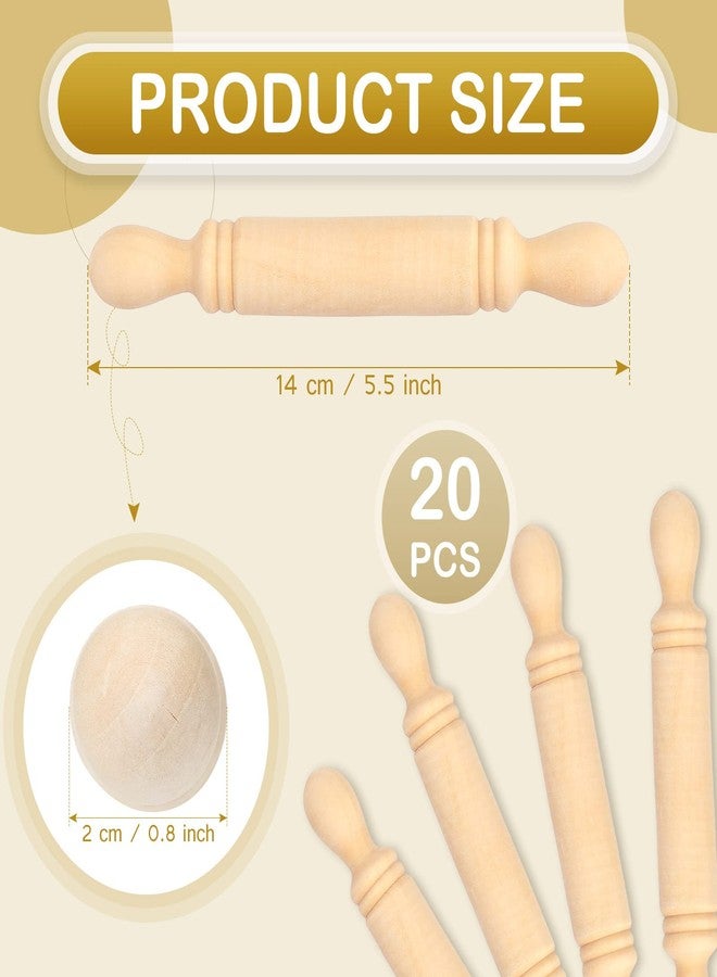 Sieral 20 Pieces Mini Rolling Pin for Crafts 5.5 Inches Long Wooden Dough Roller Small Wooden Rolling Pins for Kids Children Home Kitchen Fondant Pastry Pizza Crafting Baking and Imaginative Play - Image 2