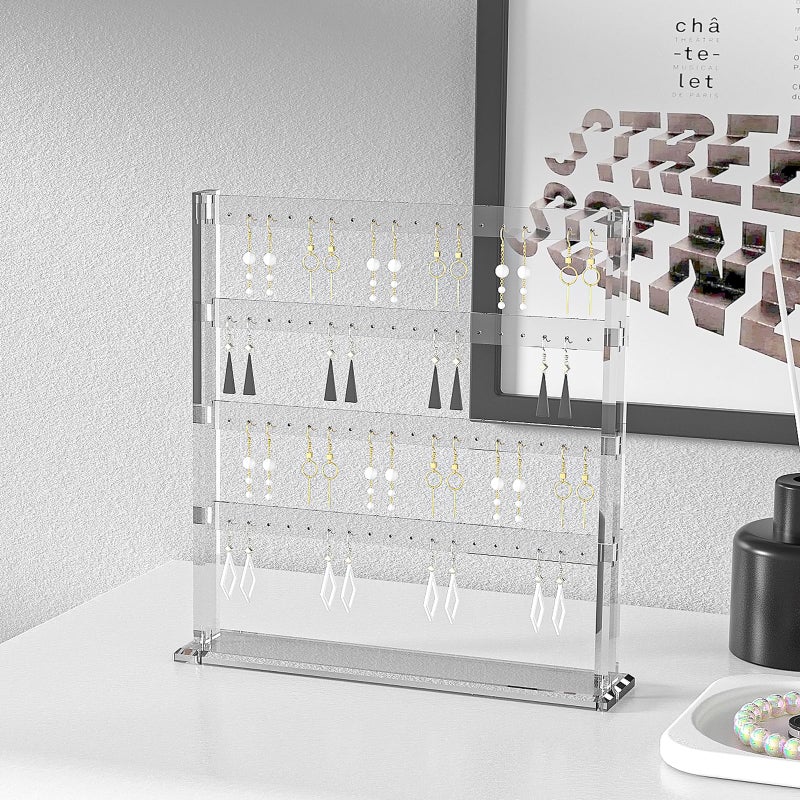Coward Acrylic Earring Holder Stand, Tabletop Earring Jewelry Easel Display, Earring Jewelry Holder Organizer for Home Use or Store Selling Show (4layer) - Image 1