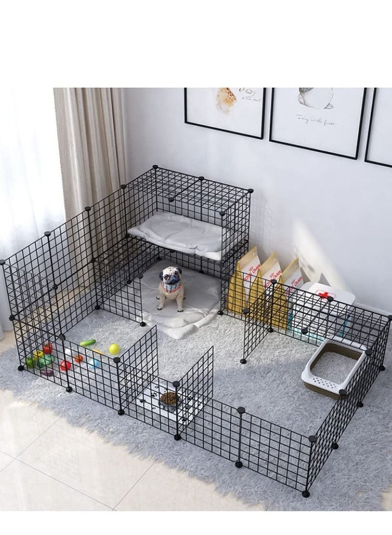 Pet Playpen DIY Small Animal Cage for Indoor Outdoor Use Small Pets Portable Foldable Storage Stackable Shelf(37 Panels) - Image 1