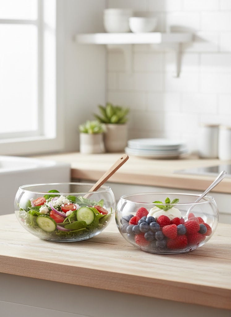 لاف طقم سلطانية زجاجية من قطعتين شفاف سعة 620 مل - Image 3