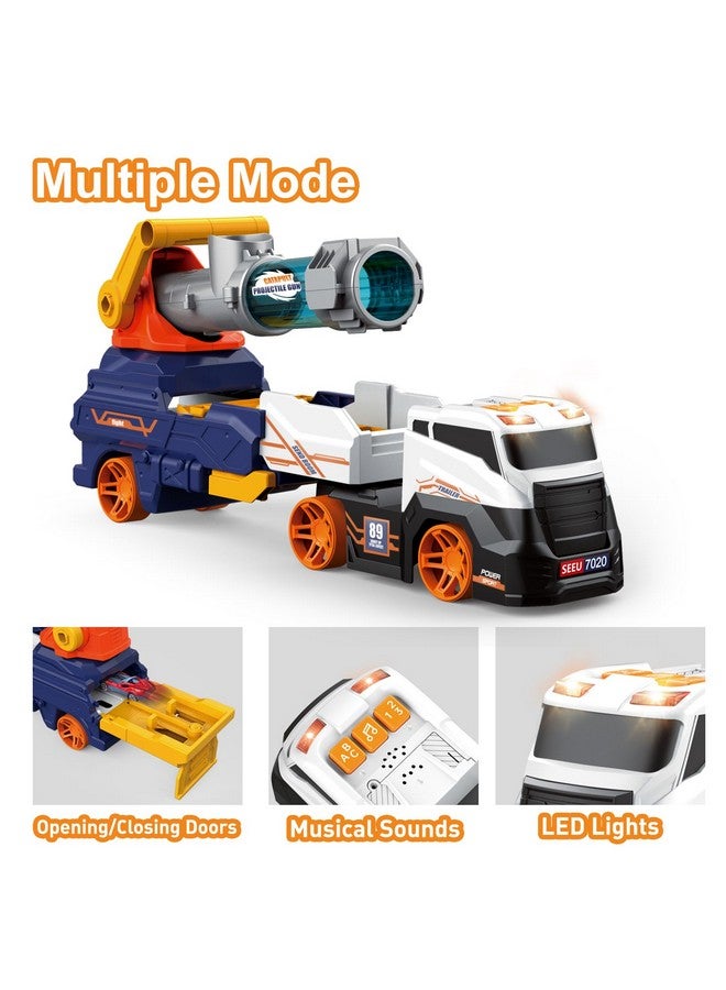 Dwi Dowellin Truck Toys for Kids, 28" Large Car Toys Include 4 Racing Cars+6 Ball, with Light & Sounds, Eejection&Shooting Transport Cars Toy, Gifts for Boys Girls 3 4 5 6 7 8 Year Old - Image 3