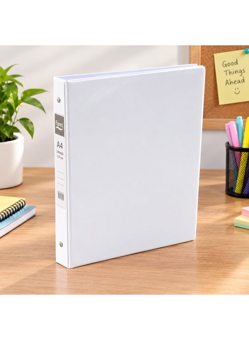 Ring Binder With 2 Rings 2.5 cm White A4 Fares