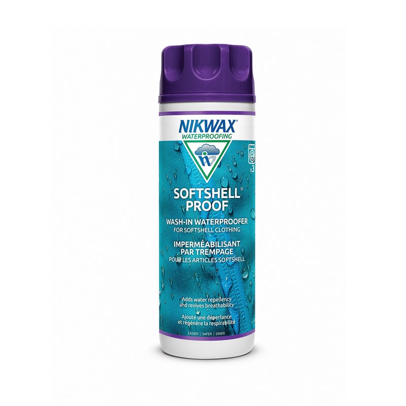 Nikwax Softshell Proof, Wash-In, Waterproofing for softshell proof, softshell garment, stretchy outwear, Wash-In High Performance Waterproofing Renewal Treatment Restores DWR - Image 1