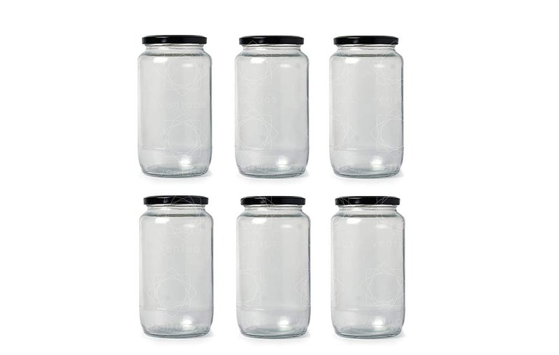 C V Glass Container 1000ml Set of 6 Multicolour - Image 1