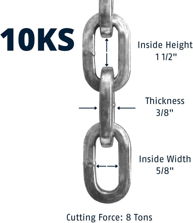 Abus Hardened Steel 10KS 3/8" Thick Square Security Chain for Bikes, Containers, Trailers, ATV's, Motorcycles and Personal/Industrial Property (6') - Image 5