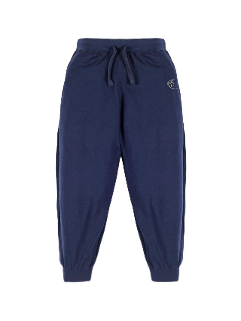 KiddoPanti 100% Cotton Track Pants for Boys & Girls | Soft Single Jersey Fabric | Elastic Waist with Drawcord | Full Length with Rib Hem & Pockets | Joggers for Kids, Navy - 10-12Y - Image 1