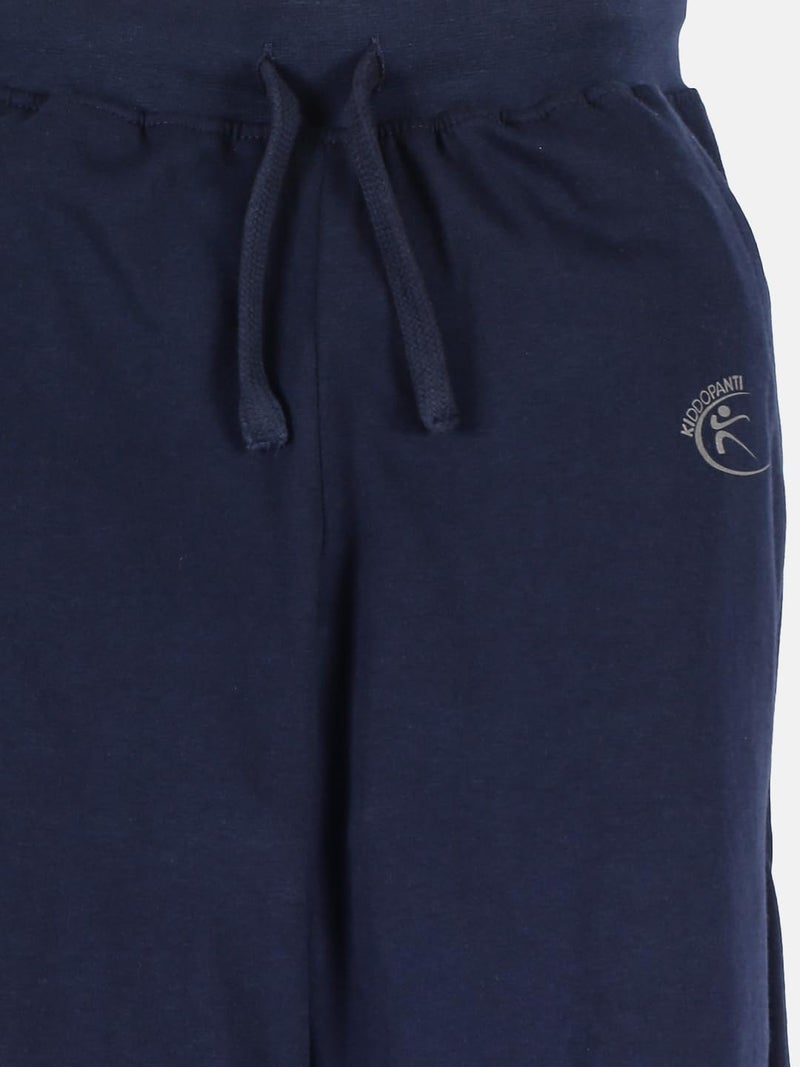 KiddoPanti 100% Cotton Track Pants for Boys & Girls | Soft Single Jersey Fabric | Elastic Waist with Drawcord | Full Length with Rib Hem & Pockets | Joggers for Kids, Navy - 10-12Y - Image 4