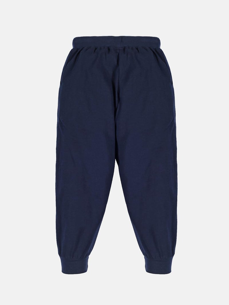 KiddoPanti 100% Cotton Track Pants for Boys & Girls | Soft Single Jersey Fabric | Elastic Waist with Drawcord | Full Length with Rib Hem & Pockets | Joggers for Kids, Navy - 10-12Y - Image 3