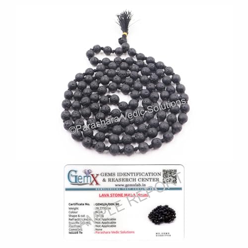 ARKAM Lava Mala Certified/Jwalamukhi Maala/Original Lawa Rosary (Size: 6mm, Length: 32 inches, Beads: 108+1) - Image 1