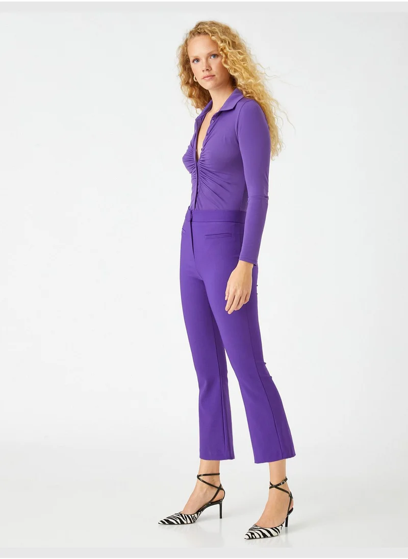 KOTON Crop Trousers Flare Leg