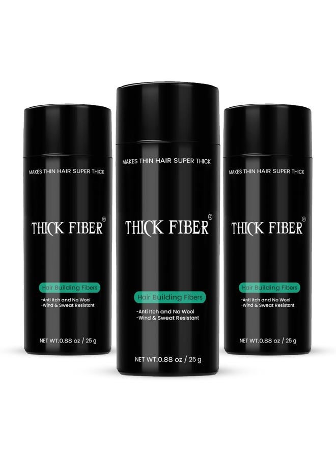 Thick Fiber Hair Fibers for Thinning and Bald Spots (DARK BROWN, Pack of 3) - 25g Bottle - Conceals Loss in Seconds - Powder for Women & Men - Image 1