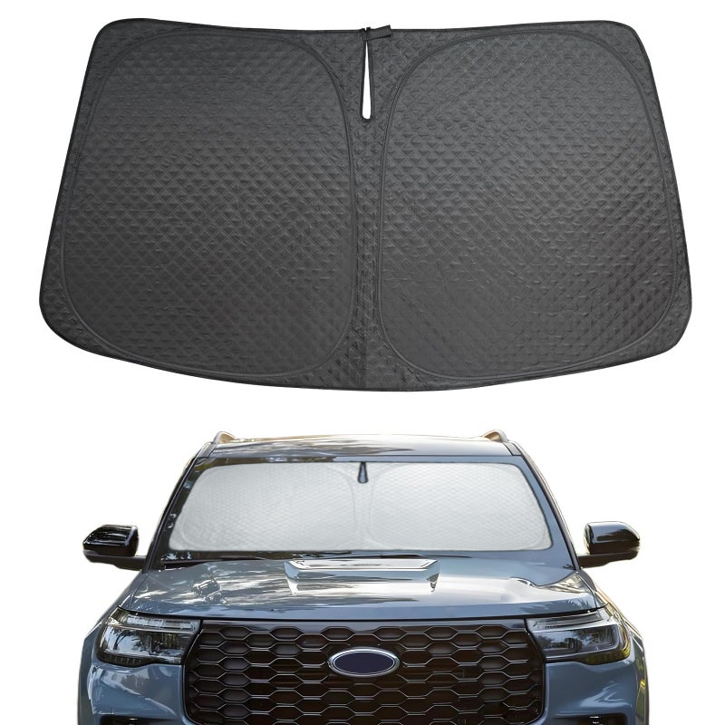 5 Layers Thick Car Windshield Sun Shade for Ford Explorer SUV 20202024 2025 Front Window Sunshade Sun Visor Accessories Protector Vehicle Reflect UV Sun and Heat