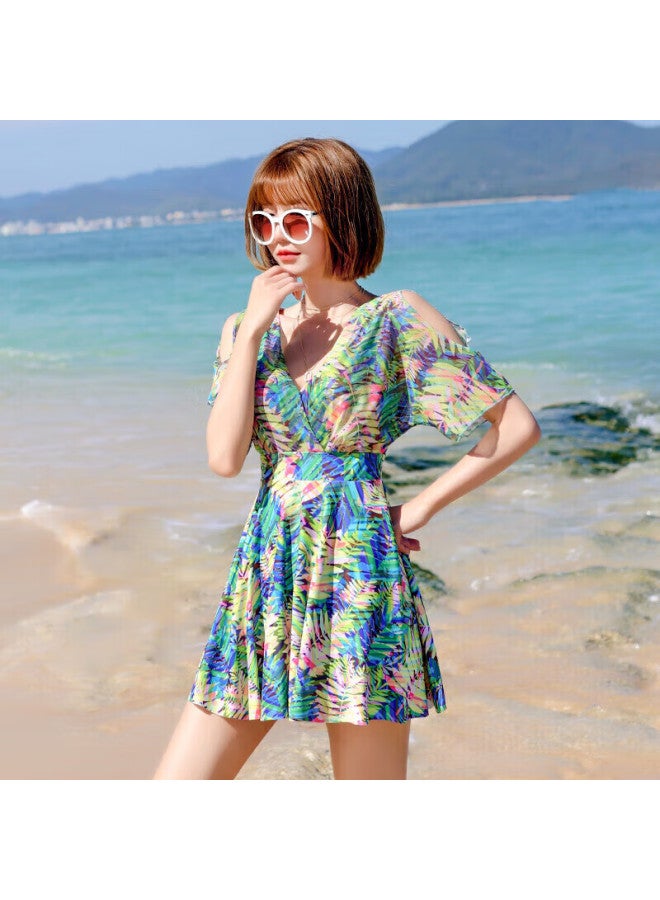Skin-friendly Yifu Micro-chubby Swimsuit For Girls, Plus Size, Conservative And Fashionable, Slimming, Tummy-covering, Beach Vacation, Hot Spring, One-piece Dress-style Swimwear - Image 4
