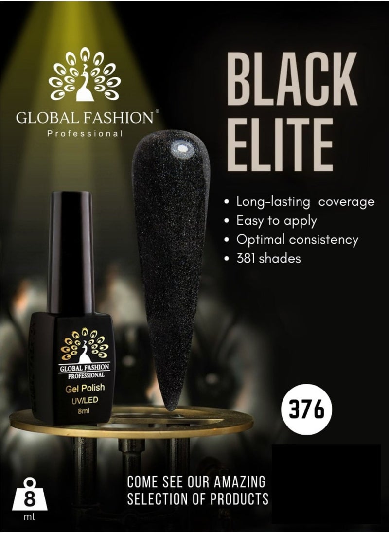 GLOBAL FASHION Global Fashion Black Elite Gel Polish | 132 Colors of Long-Lasting Elegance - 8ml | 376  - Image 2