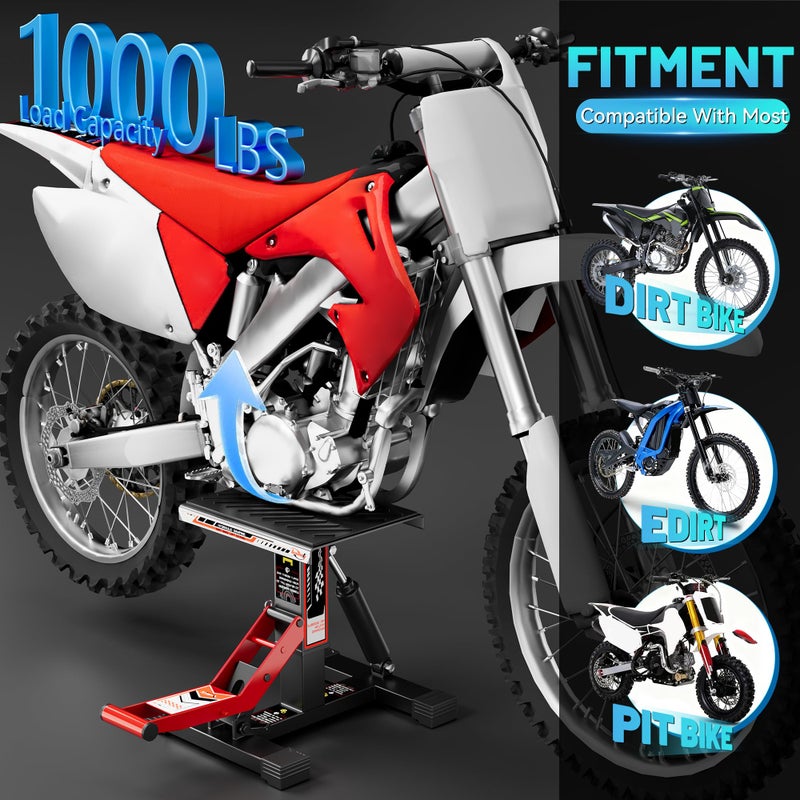 BAOUFF Dirt Bike Stand,Widen 1000Lbs Capacity Hydraulic Motorcycle Lift Jack Hoist Table Adjustable Lifting Ideal for E Dirtbike Pit Mini Bike Repair&Maintainance Accessories - Image 4