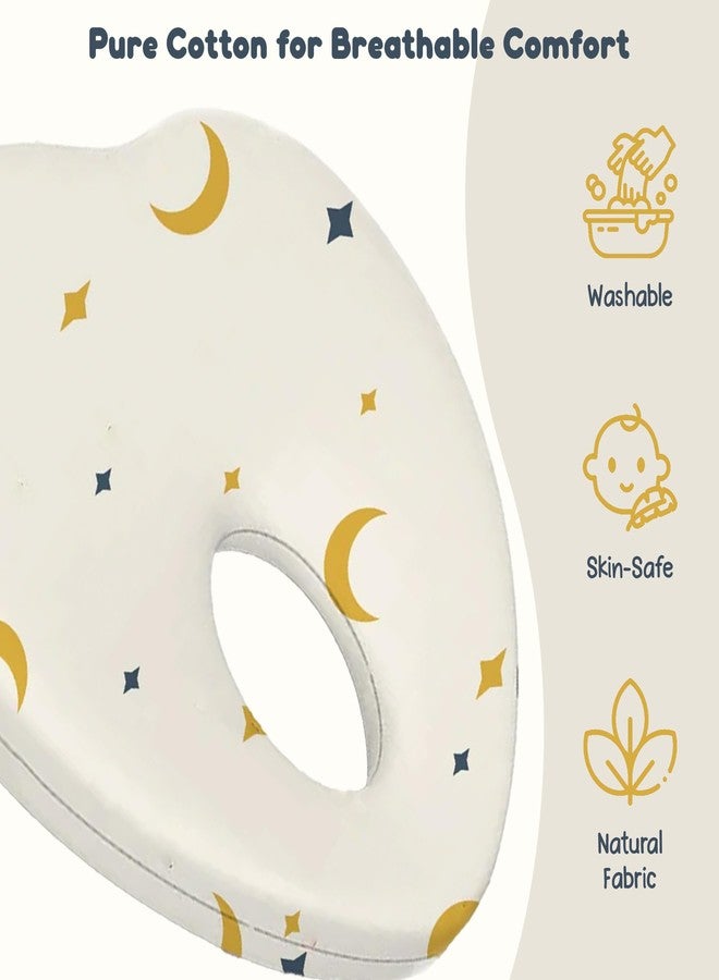 ADMIRAE Premium Heart Shaped Head Memory Foam Pillow, Head Corrector Pillow, 100% Cotton Cover | Perfect for Little Kids Boys and Girls | 23 x 23 x 4cm - Moon and Star Print - Image 3