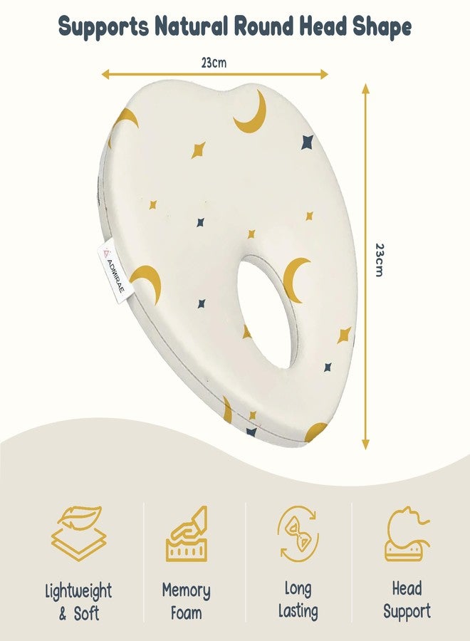 ADMIRAE Premium Heart Shaped Head Memory Foam Pillow, Head Corrector Pillow, 100% Cotton Cover | Perfect for Little Kids Boys and Girls | 23 x 23 x 4cm - Moon and Star Print - Image 2