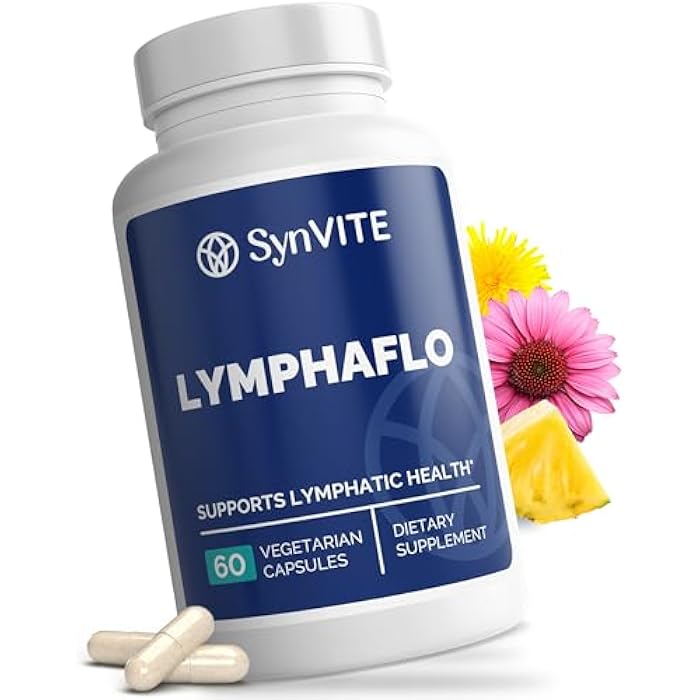 SYNVITE LymphaFlo - Lymphatic Drainage Supplement - Lymph System Support - with Bromelain, Echinacea, Dandelion, Rutin, Burdock, Lemon Powder, Kelp & More - Vegan, Gluten Free, Dairy Free - 60 Capsules - Image 1
