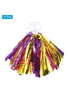 PATIKIL Cheerleading Pom Poms, 4 Pack PET Cheer Pom with Finger Holes for Sport Game Team Spirit Fun Dance Stage Events, Purple Golden  - Image 3
