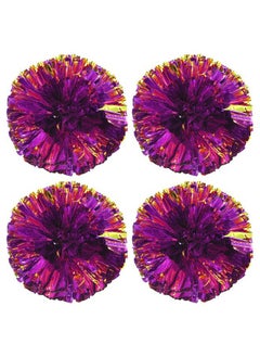 PATIKIL Cheerleading Pom Poms, 4 Pack PET Cheer Pom with Finger Holes for Sport Game Team Spirit Fun Dance Stage Events, Purple Golden  - Image 1