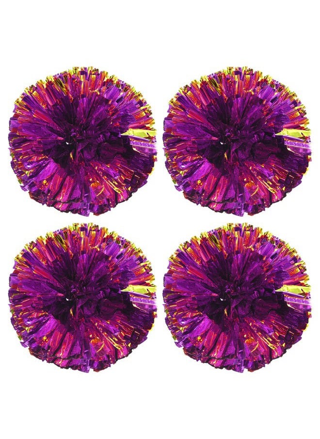 PATIKIL Cheerleading Pom Poms, 4 Pack PET Cheer Pom with Finger Holes for Sport Game Team Spirit Fun Dance Stage Events, Purple Golden  - Image 1