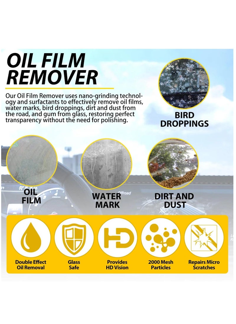 ONELUX - Car Glass Oil Film Stain Removal Cleaner 100% for Glass Clear Oil Film Remover for Glass Window Oil Film Remover Towel and Sponge Inside the Box   30g - Image 1