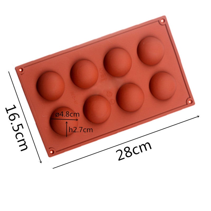 6 Even 8 Even 15 Even 24 Even Large Semicircular Chocolate Mousse Cake Mold Small Semicircular Hemispherical Silicone Mill - Image 4