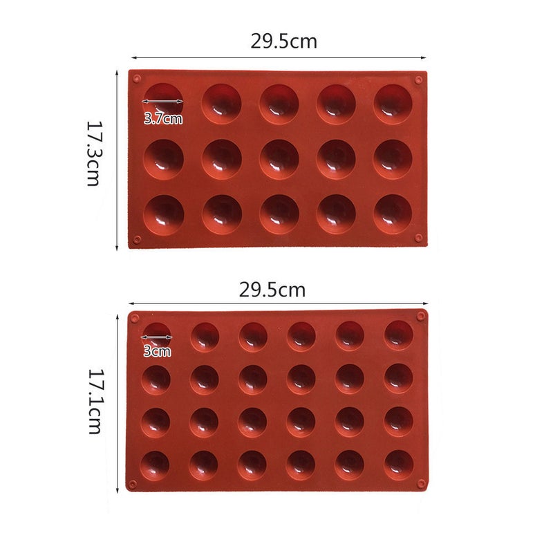 6 Even 8 Even 15 Even 24 Even Large Semicircular Chocolate Mousse Cake Mold Small Semicircular Hemispherical Silicone Mill - Image 3