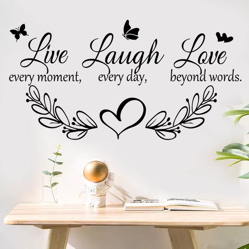 Datesno Family Inspirational Quotes Vinyl Wall Decal Quote Live Every Moment Laugh Every Day Love Beyond Words Wall Sticker Motivational Wall Stickers for Bedroom Living Room Window Decor Home Decor - Image 1