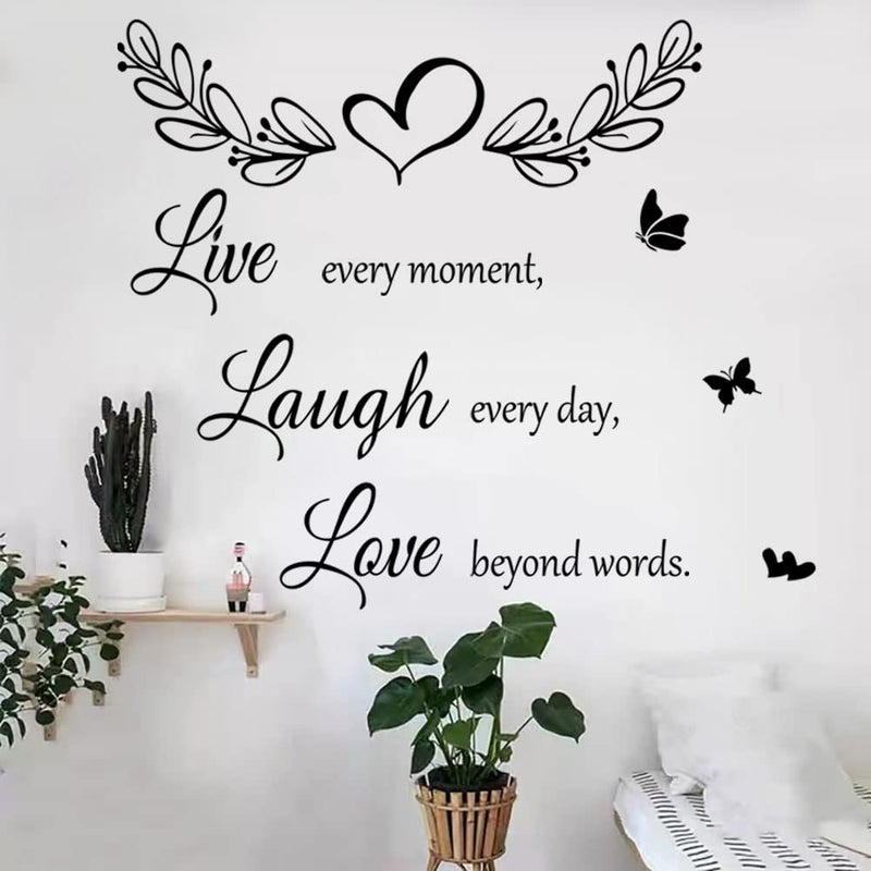 Datesno Family Inspirational Quotes Vinyl Wall Decal Quote Live Every Moment Laugh Every Day Love Beyond Words Wall Sticker Motivational Wall Stickers for Bedroom Living Room Window Decor Home Decor - Image 5