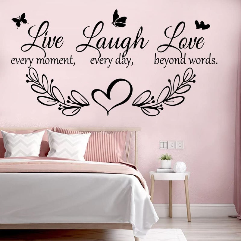 Datesno Family Inspirational Quotes Vinyl Wall Decal Quote Live Every Moment Laugh Every Day Love Beyond Words Wall Sticker Motivational Wall Stickers for Bedroom Living Room Window Decor Home Decor - Image 4