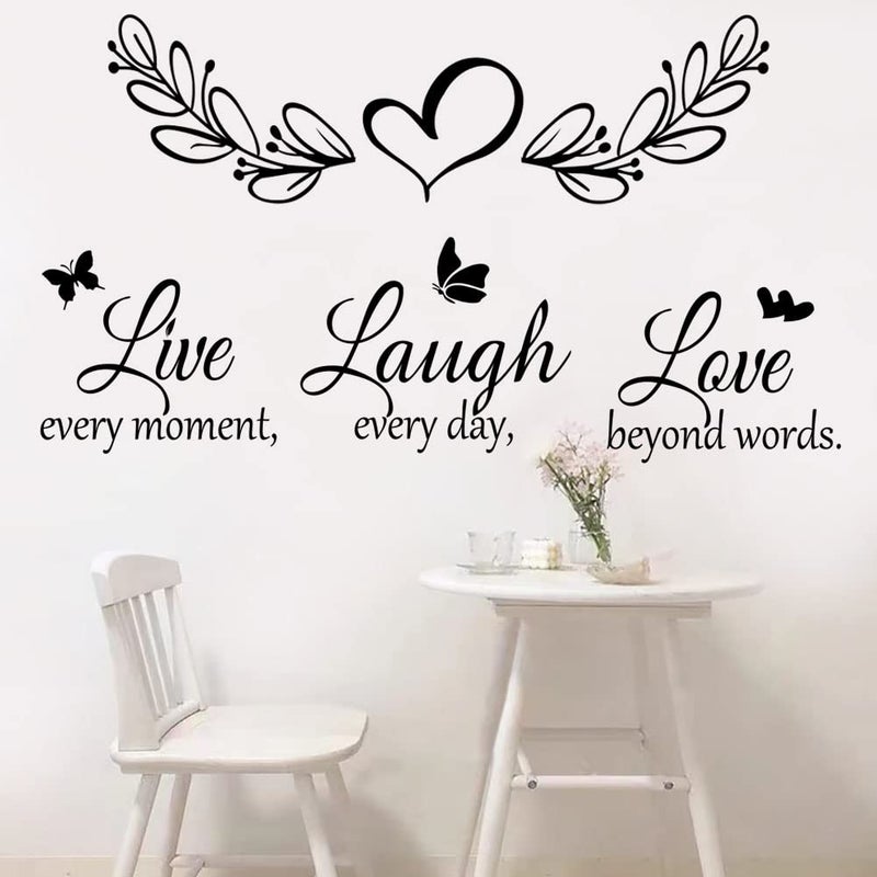 Datesno Family Inspirational Quotes Vinyl Wall Decal Quote Live Every Moment Laugh Every Day Love Beyond Words Wall Sticker Motivational Wall Stickers for Bedroom Living Room Window Decor Home Decor - Image 2