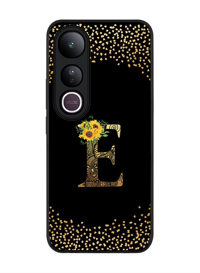 Stylizedd For vivo V50 Lite Case,Slim fit Camera Protection, Shockproof Thin Phone cover  - Custom Floral Monogram - E ( Black )
