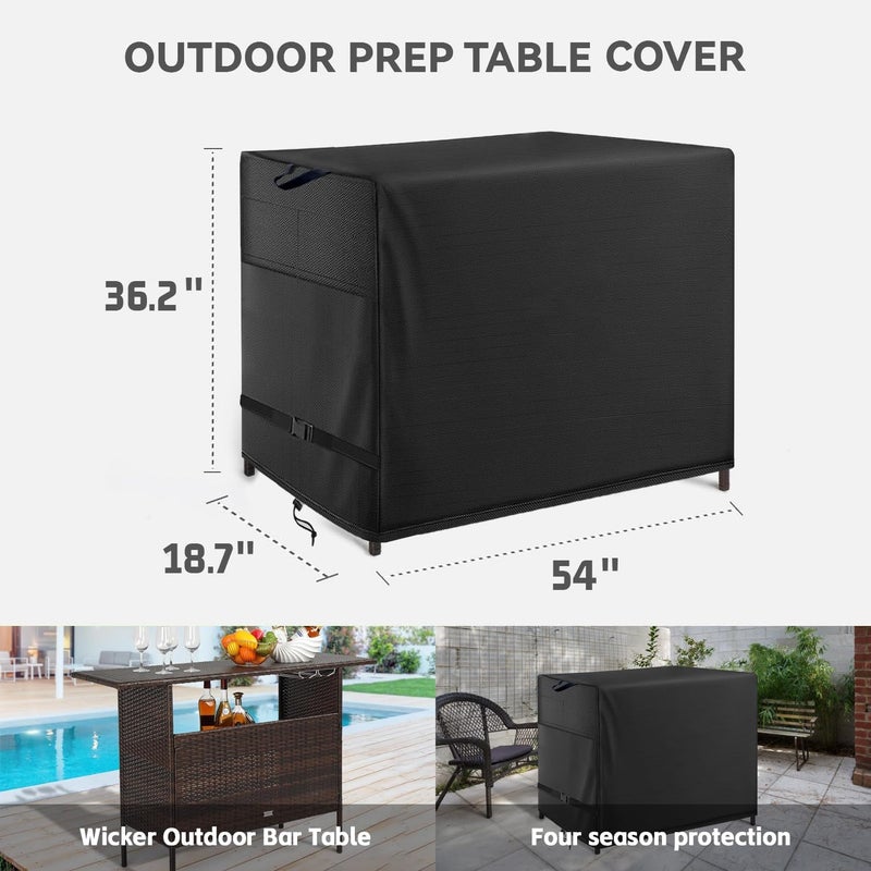 Wnanan Outdoor Bar Cover Heavy Duty Waterproof Cover For Wicker with 54 inch Outdoor Utility Cart and Storage Cabinet Black - Image 2