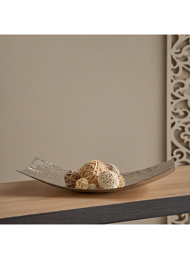 Home Box Ausie Aluminium Sparkle Ribbed Rectangular Bowl 43 x 23 x 7.5 cm - Image 1