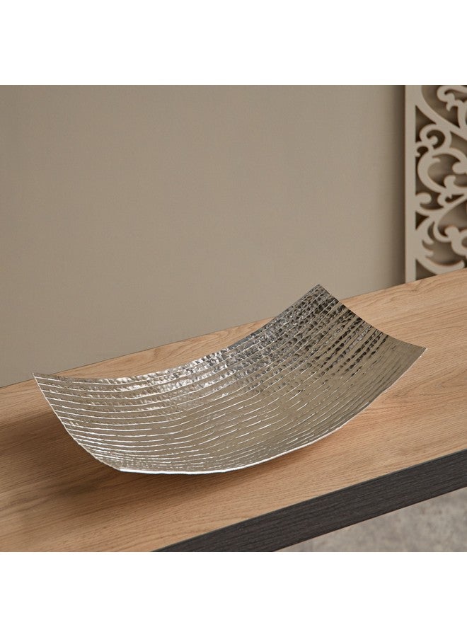 Home Box Ausie Aluminium Sparkle Ribbed Rectangular Bowl 43 x 23 x 7.5 cm - Image 2