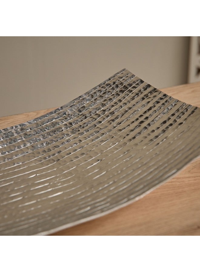 Home Box Ausie Aluminium Sparkle Ribbed Rectangular Bowl 43 x 23 x 7.5 cm - Image 3