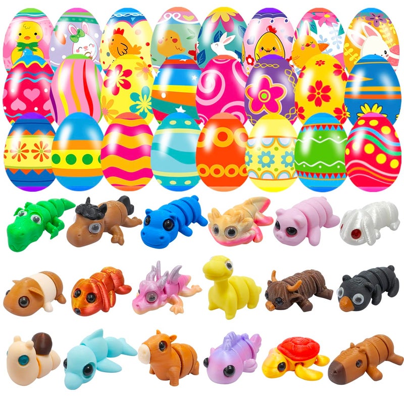 Cherislpy 18 Pcs Easter Eggs with 3D Print Animal Prefilled Easter Eggs with Toys Inside Easter Egg Fillers for Kids Boys Girls Easter Basket Stuffers Party Favors Easter Egg Fillers - Image 3