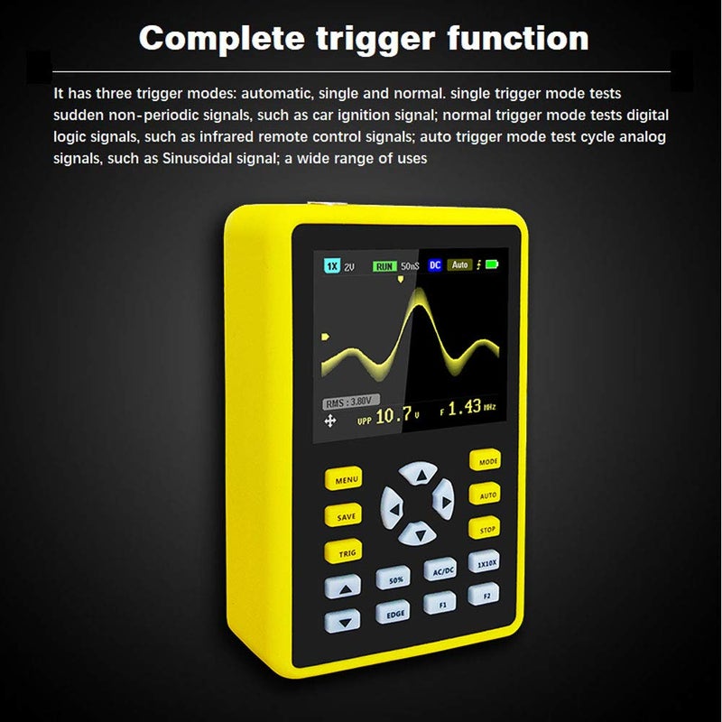 Mivofun Mini USB Digital Oscilloscope 5012H 2.4'' IPS LCD 500MS/s Sampling Rate 100MHz Bandwidth Support Waveform Storage Professional Handheld Oscilloscope Kit with Protective Case - Image 3
