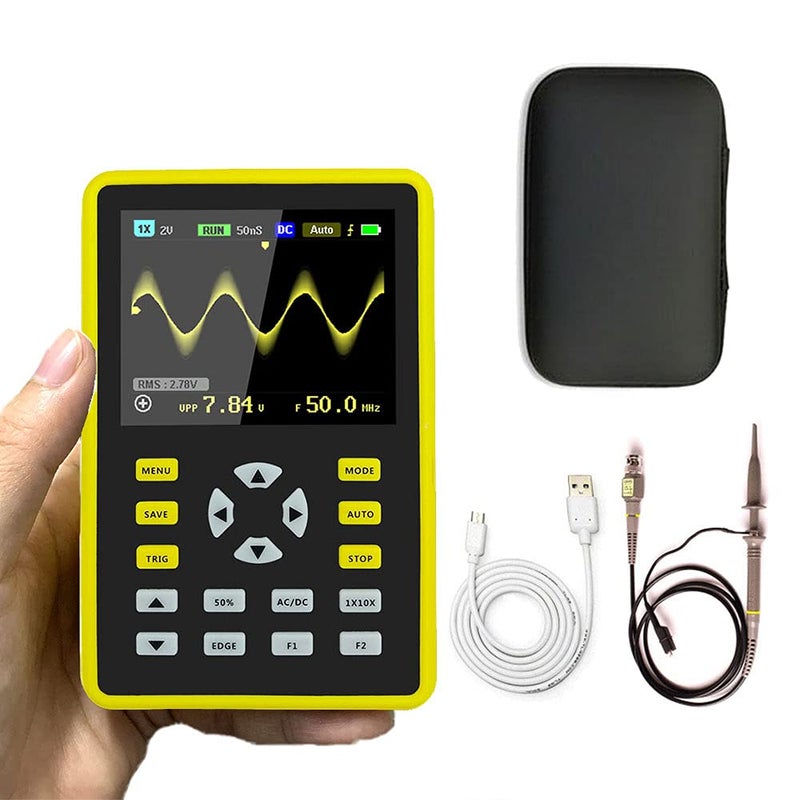 Mivofun Mini USB Digital Oscilloscope 5012H 2.4'' IPS LCD 500MS/s Sampling Rate 100MHz Bandwidth Support Waveform Storage Professional Handheld Oscilloscope Kit with Protective Case - Image 1