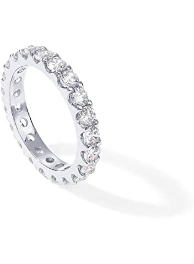 بافوا بافوي خاتم خلود مطلي بالذهب عيار 14 قيراط مرصع بالزركونيا المكعب قابل للتكديس - خاتم زفاف ذهبي 3.0 ملم للنساء - مجوهرات الوعد المزيفة - Image 1