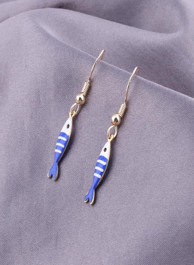 Gzrlyf Sardines Earring Dangle Sardine Can Tinned Fish Themed Gift Sardines Fish Lover Jewelry Fisherman Gift (Blue white fish earring) - Image 3