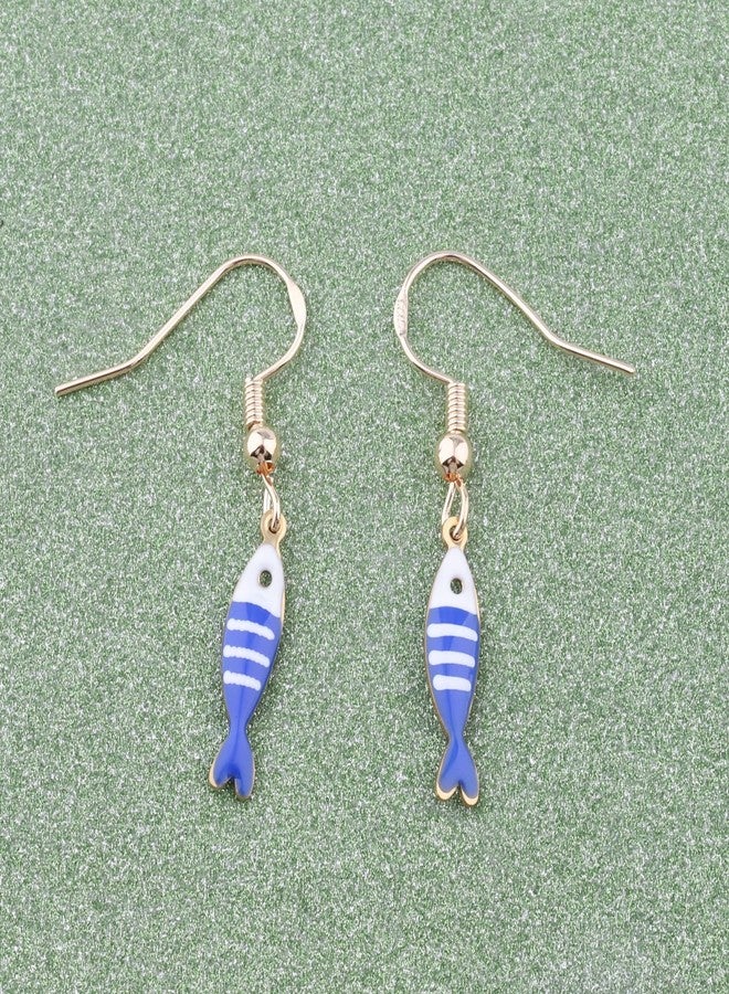 Gzrlyf Sardines Earring Dangle Sardine Can Tinned Fish Themed Gift Sardines Fish Lover Jewelry Fisherman Gift (Blue white fish earring) - Image 5
