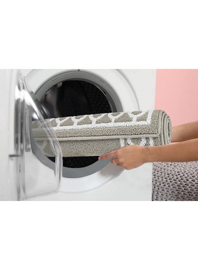 Creative Home Ideas سجادة عداء كريستين بتصميم شبكة حديثة للديكور المنزلي سجادة قابلة للغسل سجادة تزيينية للمداخل والممرات مقاس 26" × 60" رمادي فاتح وأبيض - Image 3