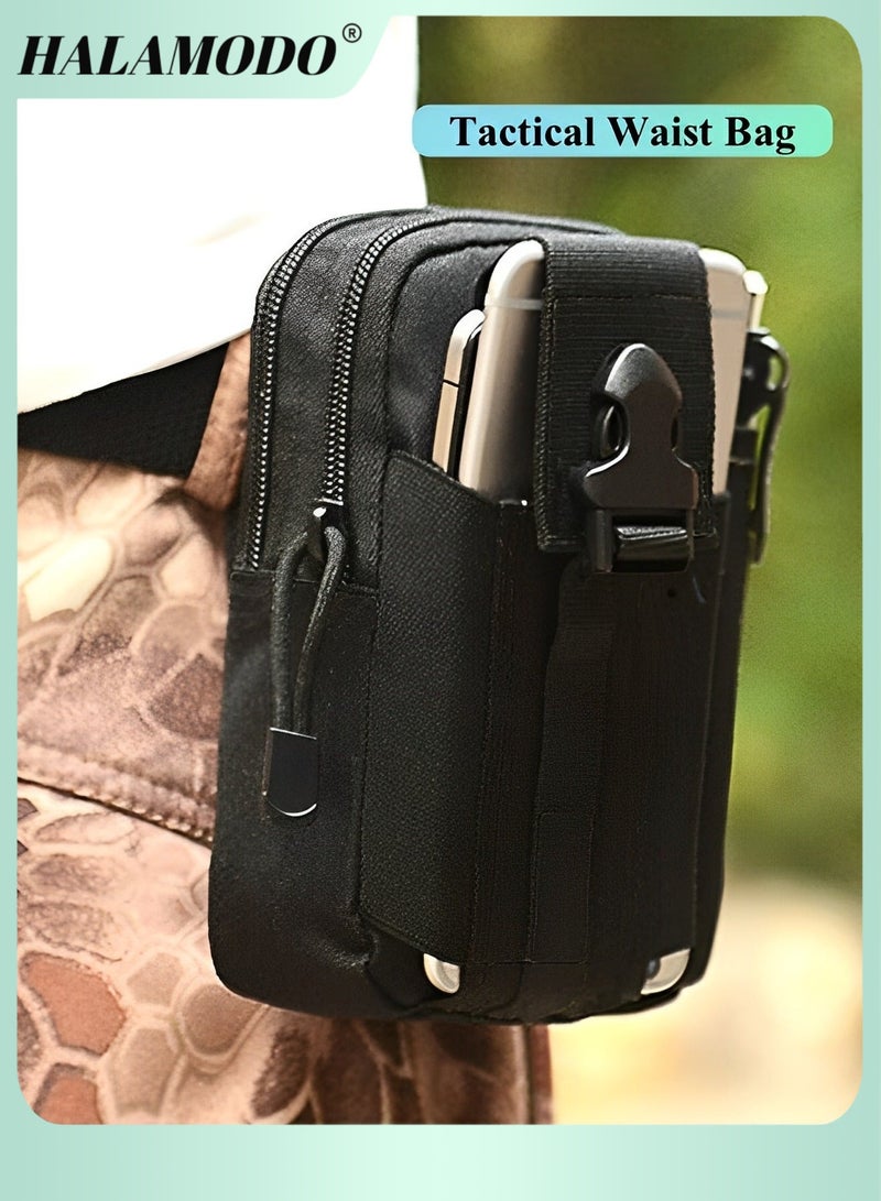 HALAMODO Tactical Molle EDC Pouch Utility Gadget Belt Waist Bag with Cell Phone Holster Holder Universal EDC Waist Bag Pouches Outdoor Belt Bags - Image 1