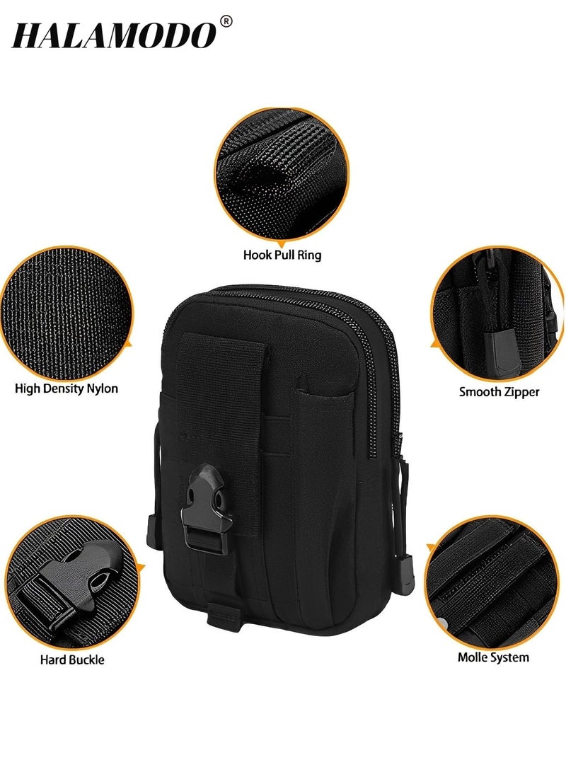 HALAMODO Tactical Molle EDC Pouch Utility Gadget Belt Waist Bag with Cell Phone Holster Holder Universal EDC Waist Bag Pouches Outdoor Belt Bags - Image 3