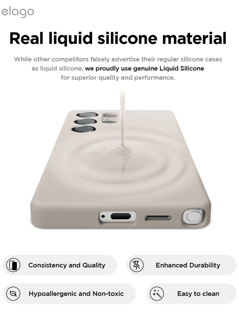 Elago Magnetic Liquid Silicone for Samsung Galaxy S25 Ultra Case Cover Compatible with MagSafe Shockproof - Stone - Image 5